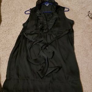 Black button down ruffle dress